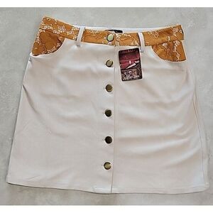 Sister Jane Womens Sandi mini Skirt Cream Medium lace detail cottagecore NWT